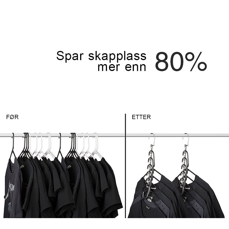 "Effektiv kleshenger i rustfritt stål med elegant design for plassbesparende klesorganisering."