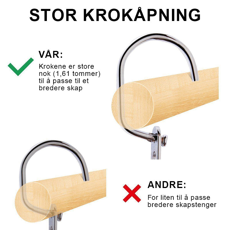 "Effektiv kleshenger i rustfritt stål med elegant design for plassbesparende klesorganisering."