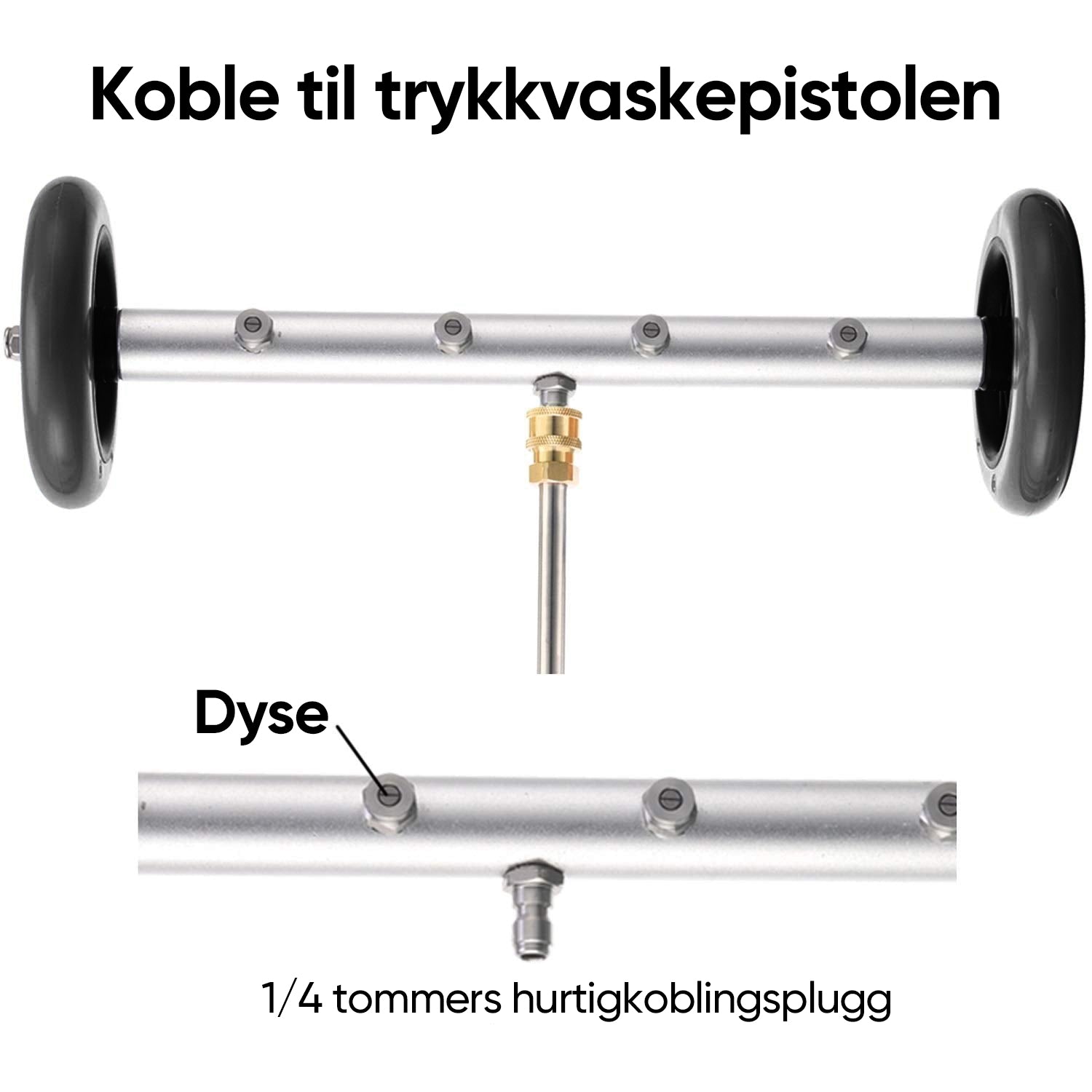 Effektiv understellsvasker for biler, SUV-er og lastebiler med høytrykksdyse og to-i-en spylanker, klar til installasjon.