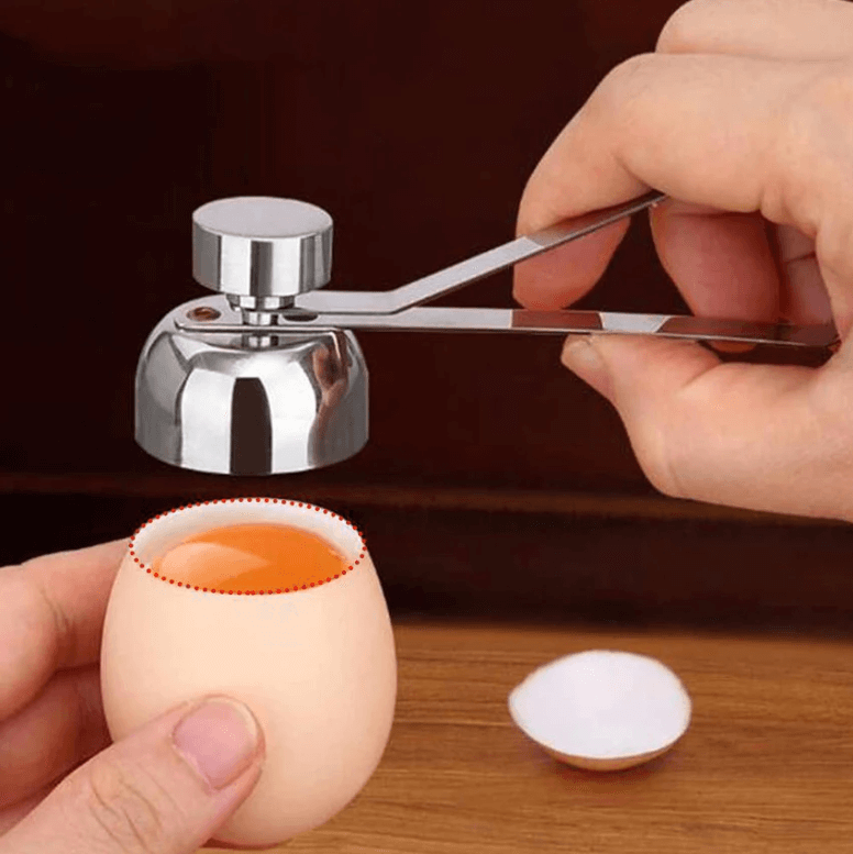 Rustfritt stål eggeknekker, robust kjøkkenutstyr som sikrer ren og presis eggeåpning hver gang.