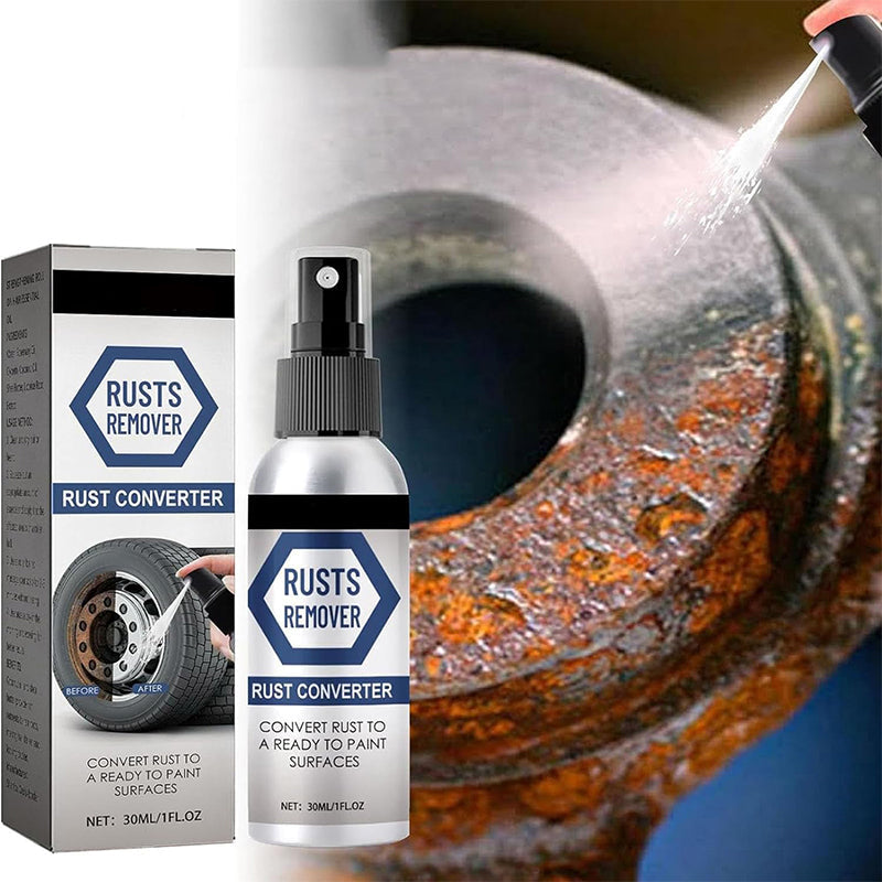 "Eksperimentell spraydyse for antirust konverteringsspray, blå flaske med presisjonspåføring mot rust på metalloverflater."