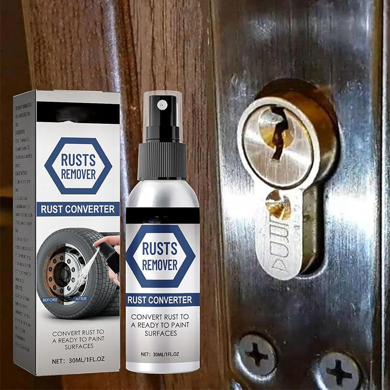 "Eksperimentell spraydyse for antirust konverteringsspray, blå flaske med presisjonspåføring mot rust på metalloverflater."