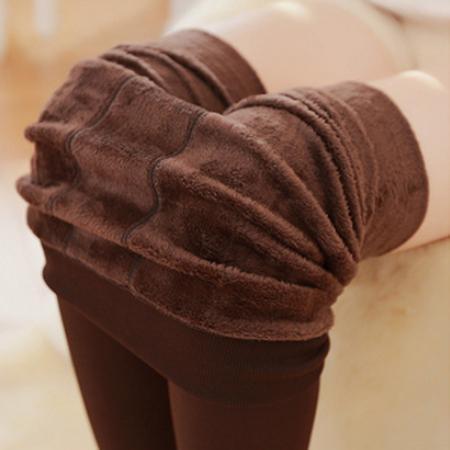 "Elefantfarget fleece leggings, varm og stilfull for vinterbruk, med høy midje og slank passform for kvinner."