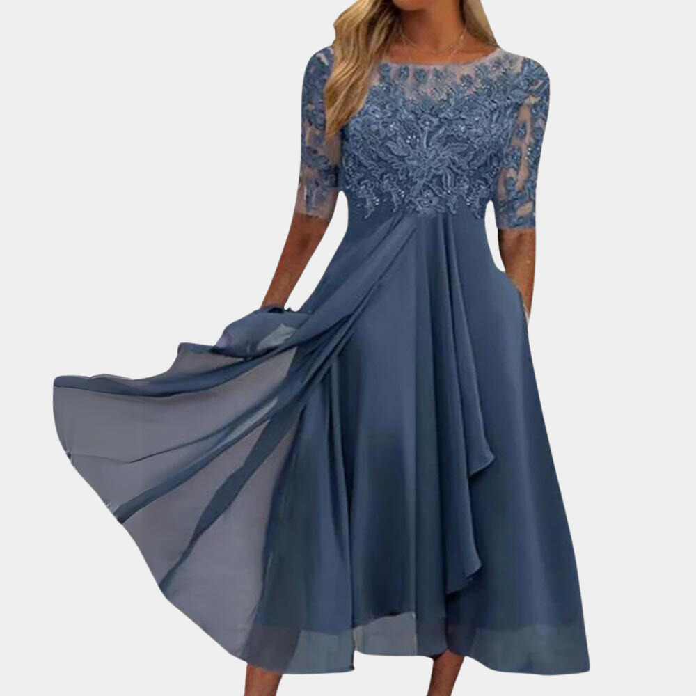 "Elegant A-line sommerkjole for kvinner i romantisk rosa med subtilt snitt som fremhever figuren for enhver anledning."