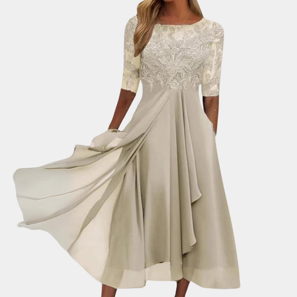 "Elegant A-line sommerkjole for kvinner i romantisk rosa med subtilt snitt som fremhever figuren for enhver anledning."
