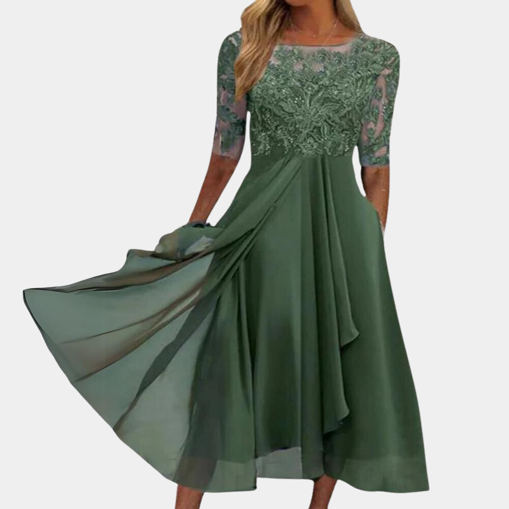 "Elegant A-line sommerkjole for kvinner i romantisk rosa med subtilt snitt som fremhever figuren for enhver anledning."