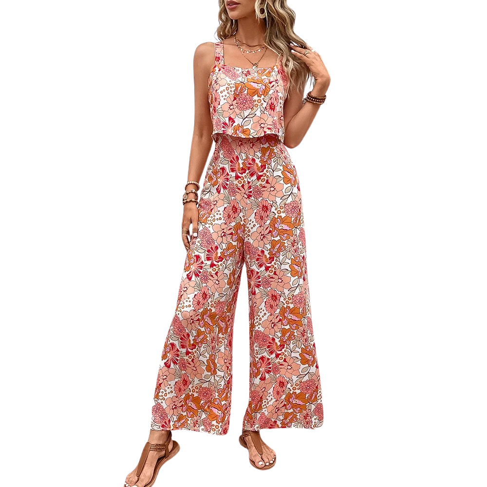 Elegant blomstertrykk ryggløs romper for kvinner, perfekt for sommeren. Komfortabel og stilfull.