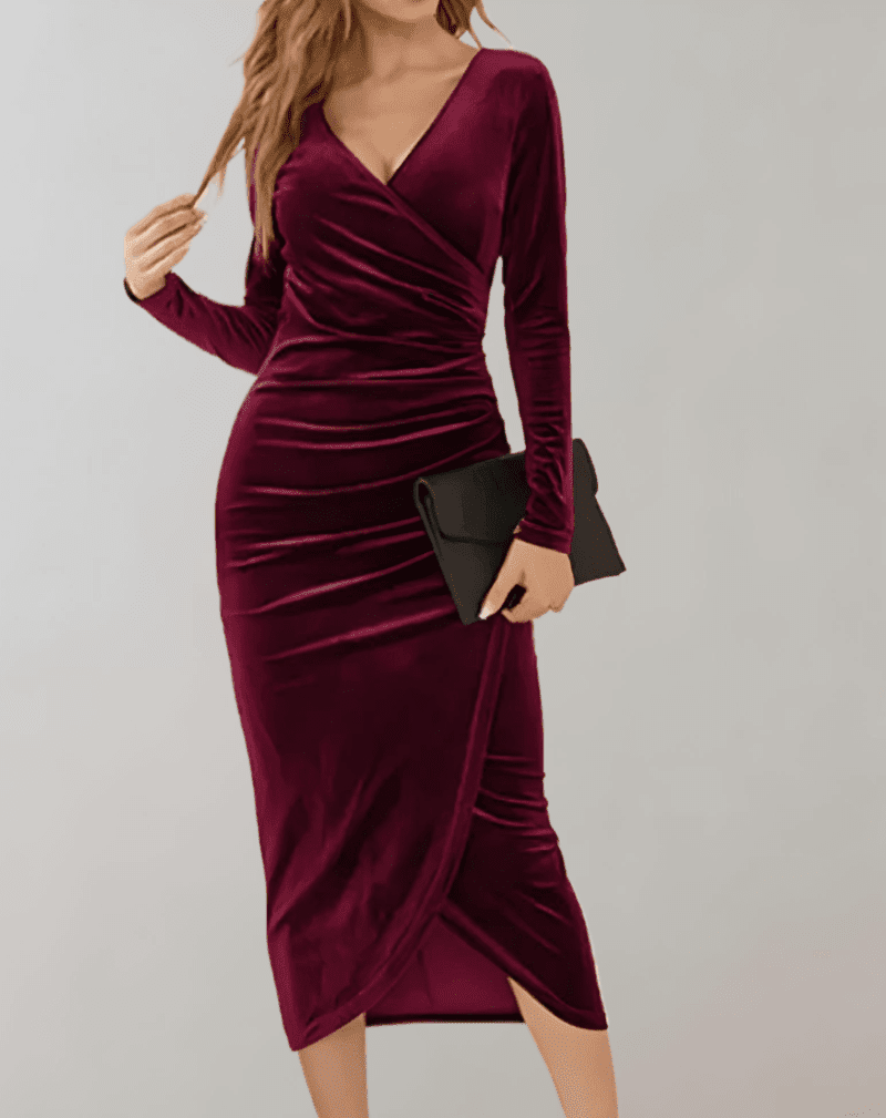Klassisk elegant bodycon midikjole for dame. Stilig snitt, perfekt som selskapskjole og kveldkjole for tidløs stil.