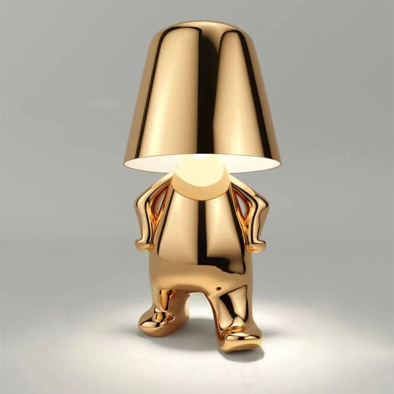 Gullfarget designlampe med unik form. Ideell dekorlampe og stemningslys for soverommet.