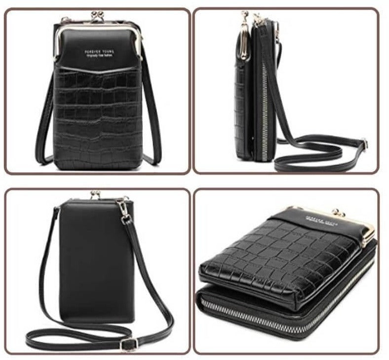 Praktisk mobilveske og mote crossbody i mintgrønt kunstskinn, elegant og kompakt for kvinner.
