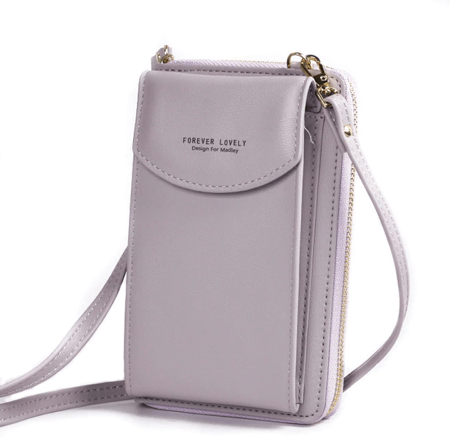 Elegant crossbody veske på skuldermodell, PU-skinn, viser hvordan den sitter, dameveske.