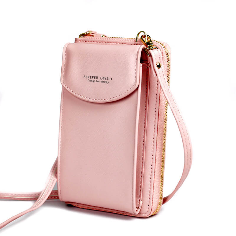 Elegant crossbody veske ved siden av matchende lommebok, PU-skinn, komplett sett.
