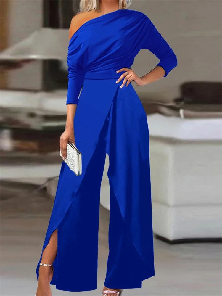Chic damejumpsuit med vide ben, kald skulder. Elegant snitt & komfortabel passform for motebevisste kvinner.