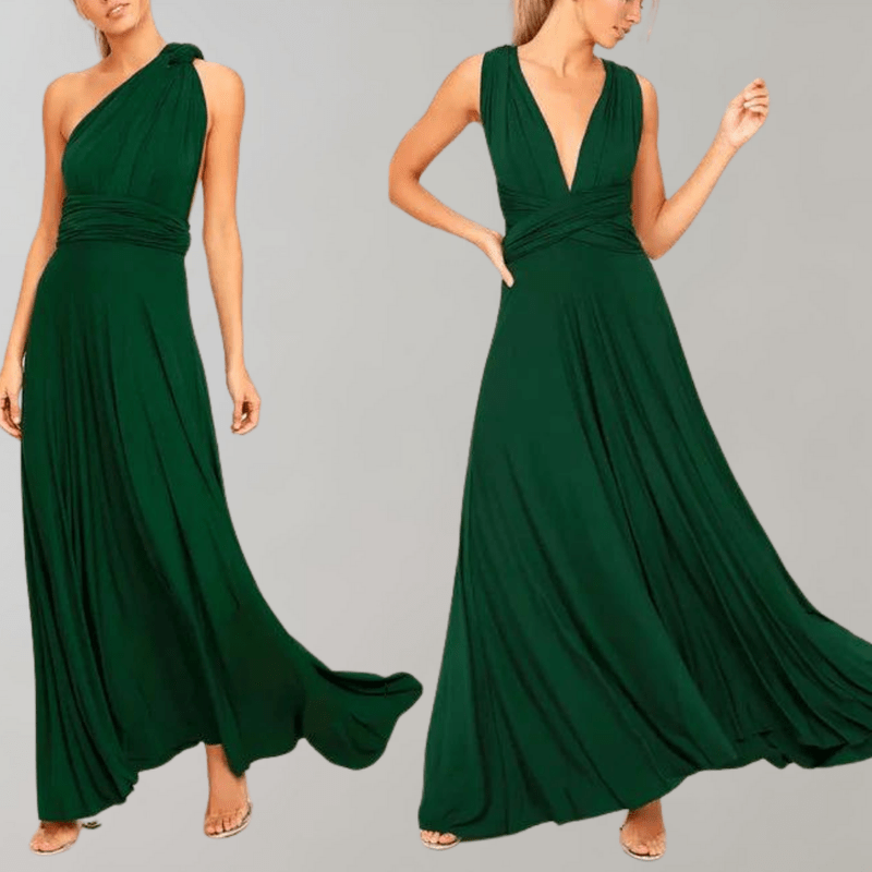 Chic drapert festkjole for kvinner. Elegant maxikjole som passer til både formelle og uformelle anledninger.