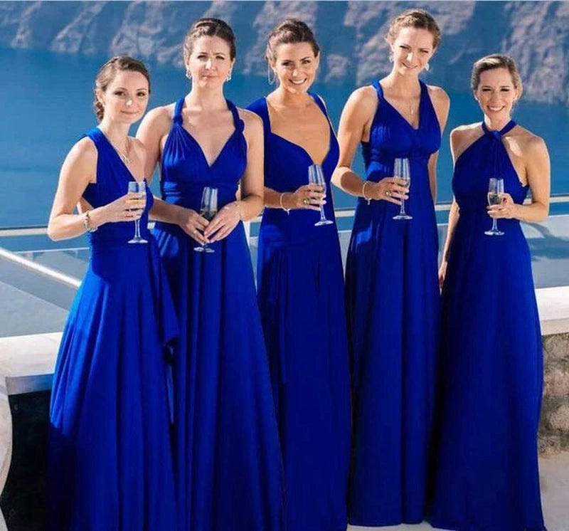 Elegant polyester omslagskjole for kvinner. Flerfarget justerbar kjole, ideell som sommer- eller festantrekk.