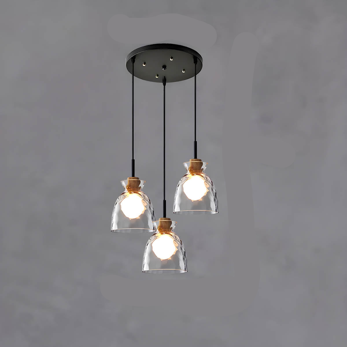 Elegant glass lysekrone med moderne design, minimalistisk stil, justerbar ledning, ideell for moderne interiør.
