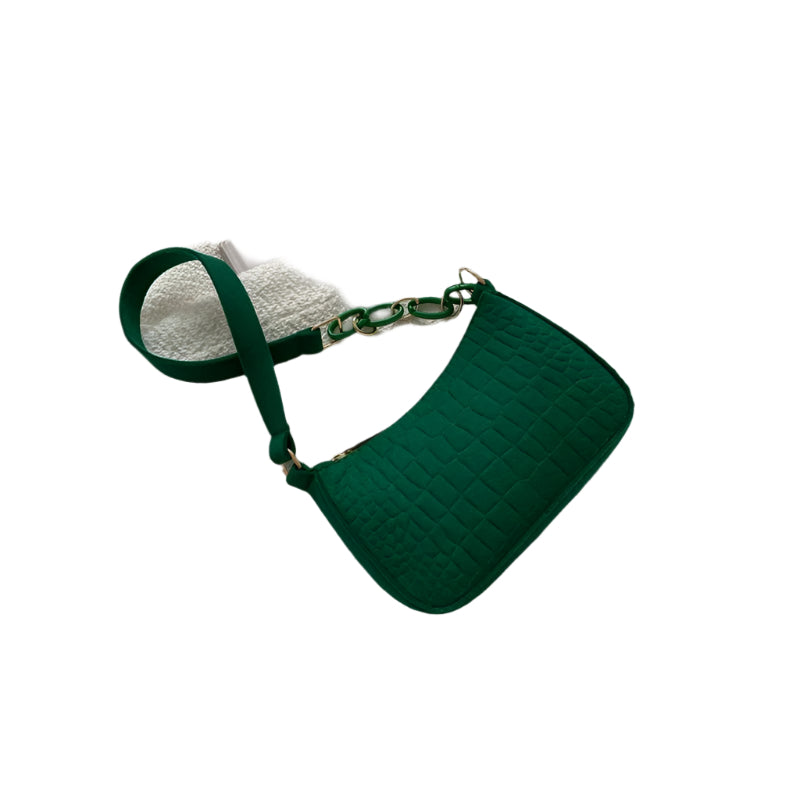 Elegant grå filt skulderveske, halvmåneformet, perfekt for minimalistisk hverdagsstil til dame