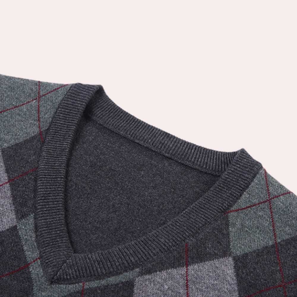 Moderne V-hals herrevest i en nøytral farge, egnet for smart casual antrekk eller under en jakke.