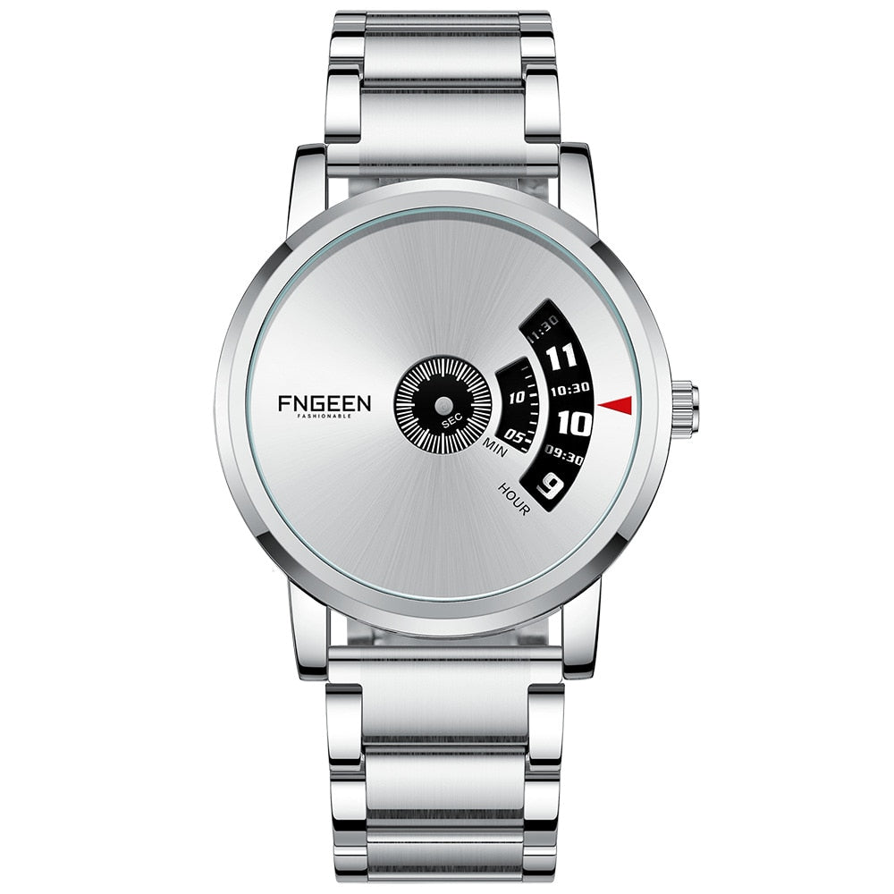 Svart elegant herre kvartsur i stål. Tidløst, presist armbåndsur for menn. Vanntett design.