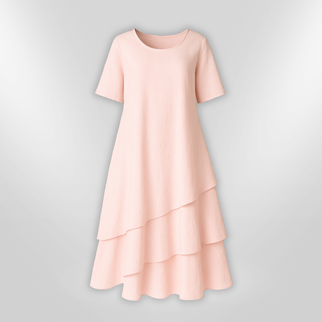 Lett bomullskjole for damer med moderne 3/4 ermer. En komfortabel og elegant sommerrobe.