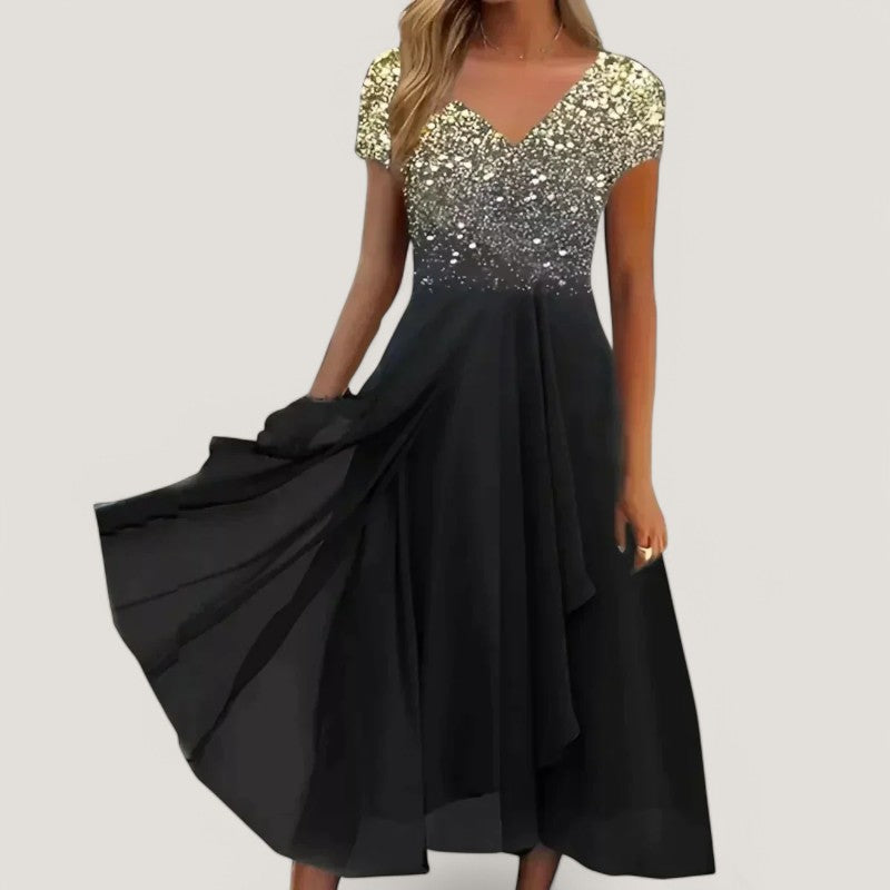 Lett blomstret midikjole for kvinner, flott som sommerkjole eller elegant festkjole. Komfortabel passform.