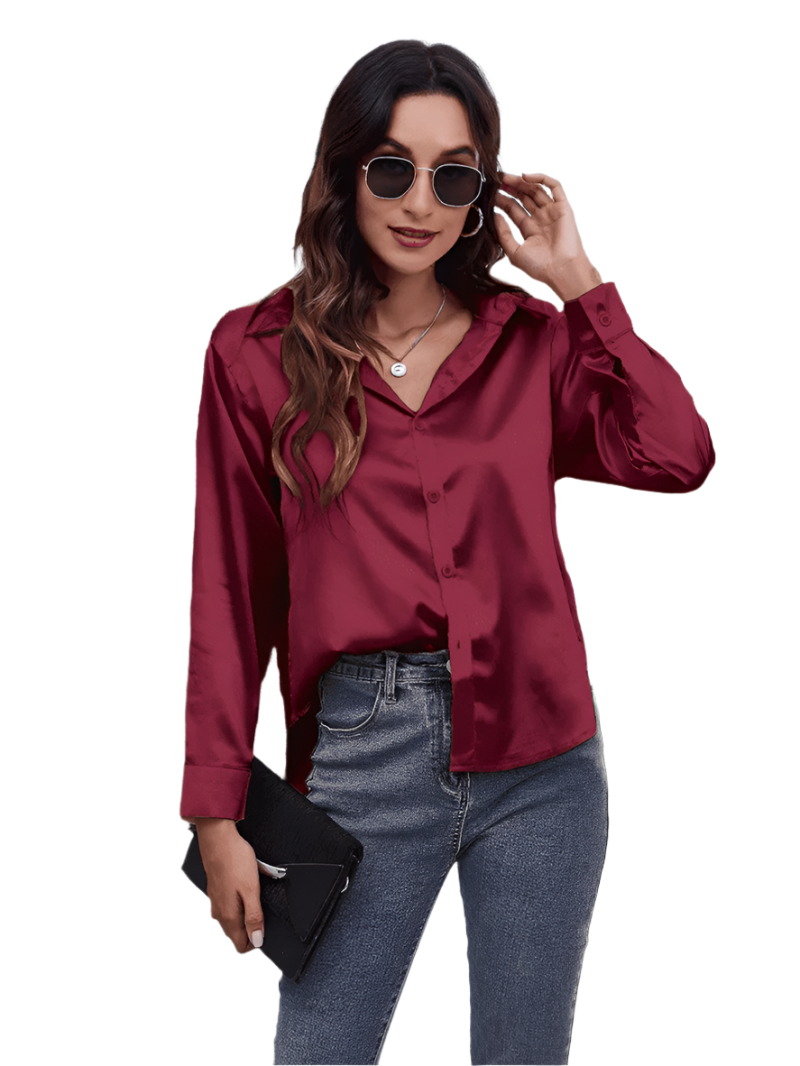 Elegant langermet damebluse for kontor og fest, komfortabel passform og luksuriøs følelse.