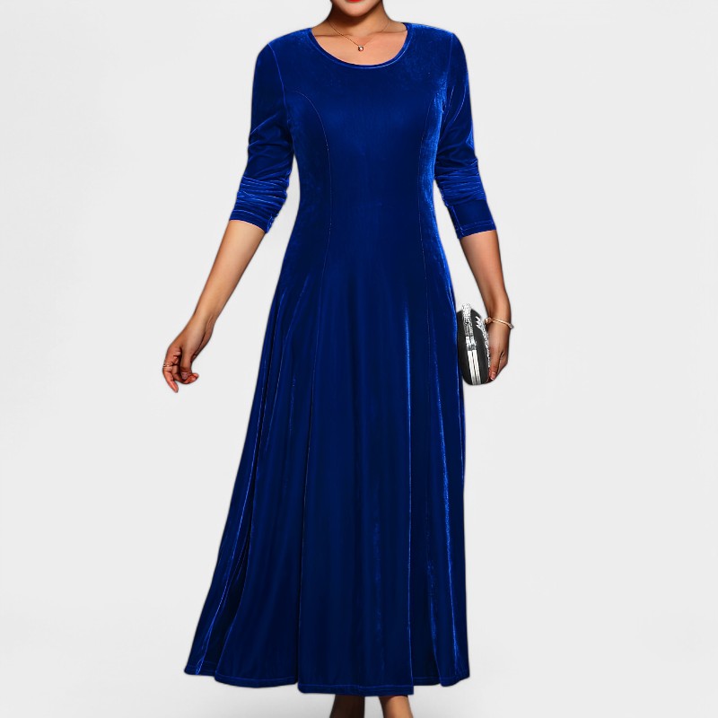 Behagelig midi kjole med lange ermer for kvinner. Elegant a-linje snitt, ideell som hverdagskjole.