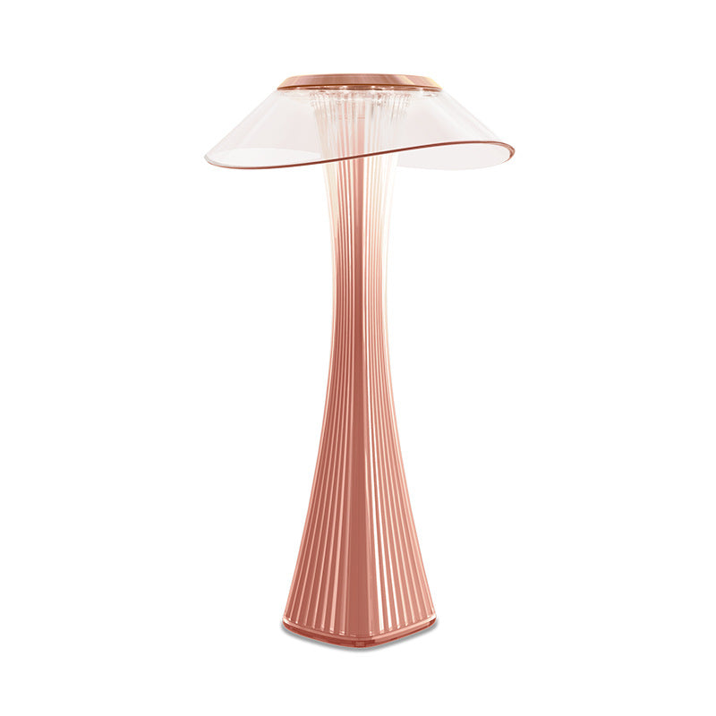 Elegant LED-diamantbordlampe med krystallstruktur, justerbar lysstyrke og trådløs USB-lading for moderne interiør.
