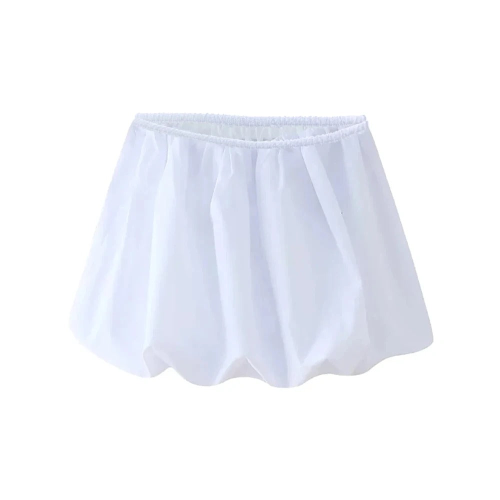 Komfortabelt og trendy ballongskjørt i minilengde, ideelt for moderne damer.