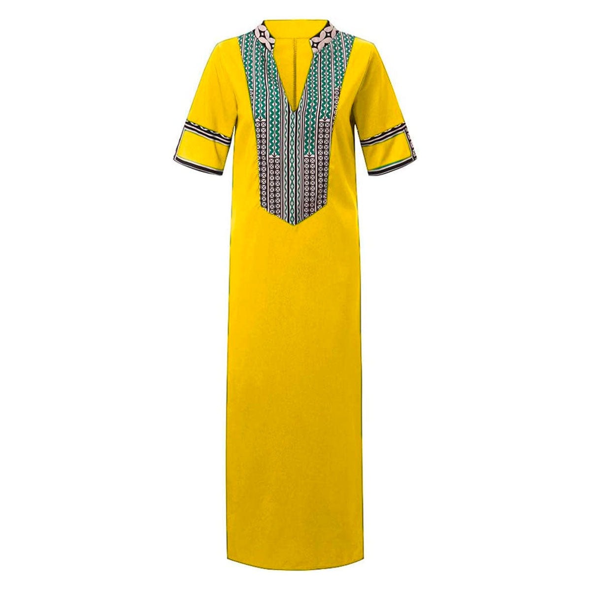 Elegant marokkansk festkjole for kvinner. Langkjole med V-hals, fremhever stil for kveldsarrangementer.