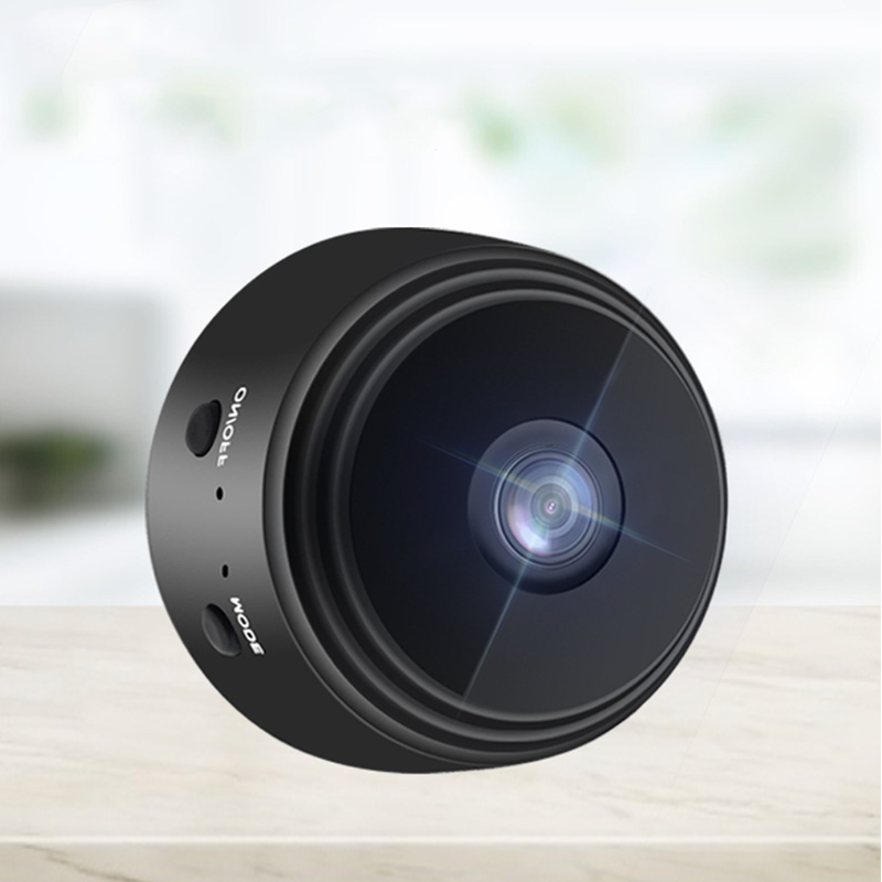 "Elegant mini WIFI-kamera med vidvinkel, nattvisjon og magnetisk base, kompakt design for sikkerhet i hjemmet."