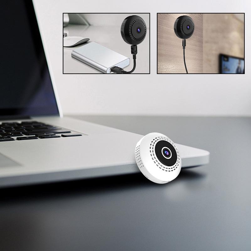 "Elegant mini WIFI-kamera med vidvinkel, nattvisjon og magnetisk base, kompakt design for sikkerhet i hjemmet."