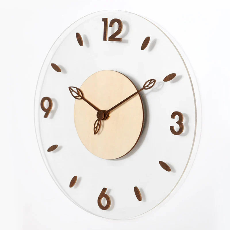 Tidløs, minimalistisk brun veggklokke, 30 cm, som stilfullt viser tiden i ethvert moderne hjem.