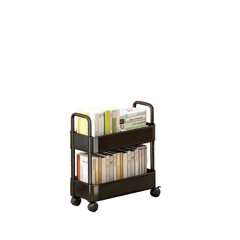Elegant mobil bokvogn på hjul for enkel organisering av bøker og pynt i stue, kontor eller barnerom.