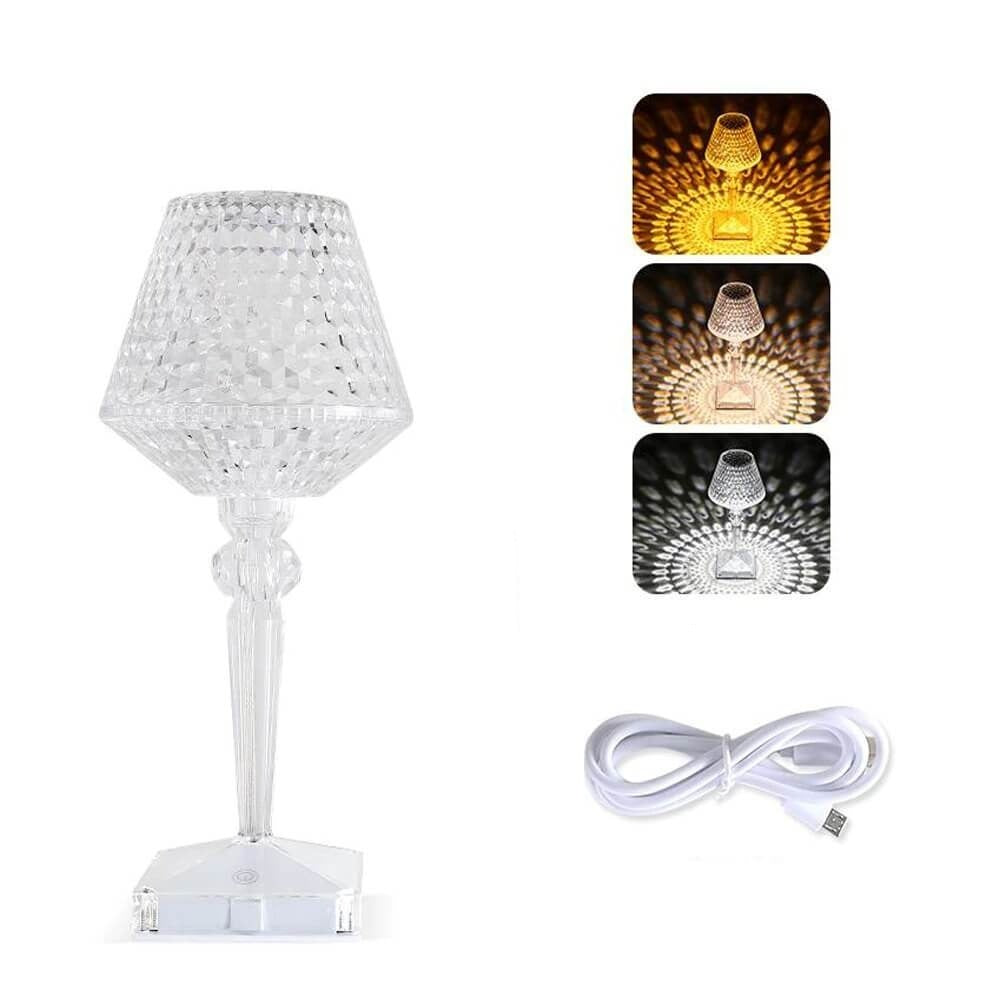 Oppladbar krystall bordlampe med berøringskontroll og fjernkontroll. Elegant design for moderne hjem. Allsidig belysning.