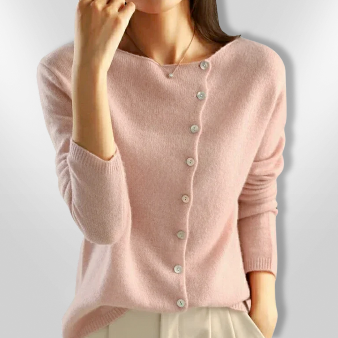 Rosa åpen damecardigan, langermet og elegant. Komfortabel kvinnecardigan for hverdagsbruk. Mote cardigangenser.