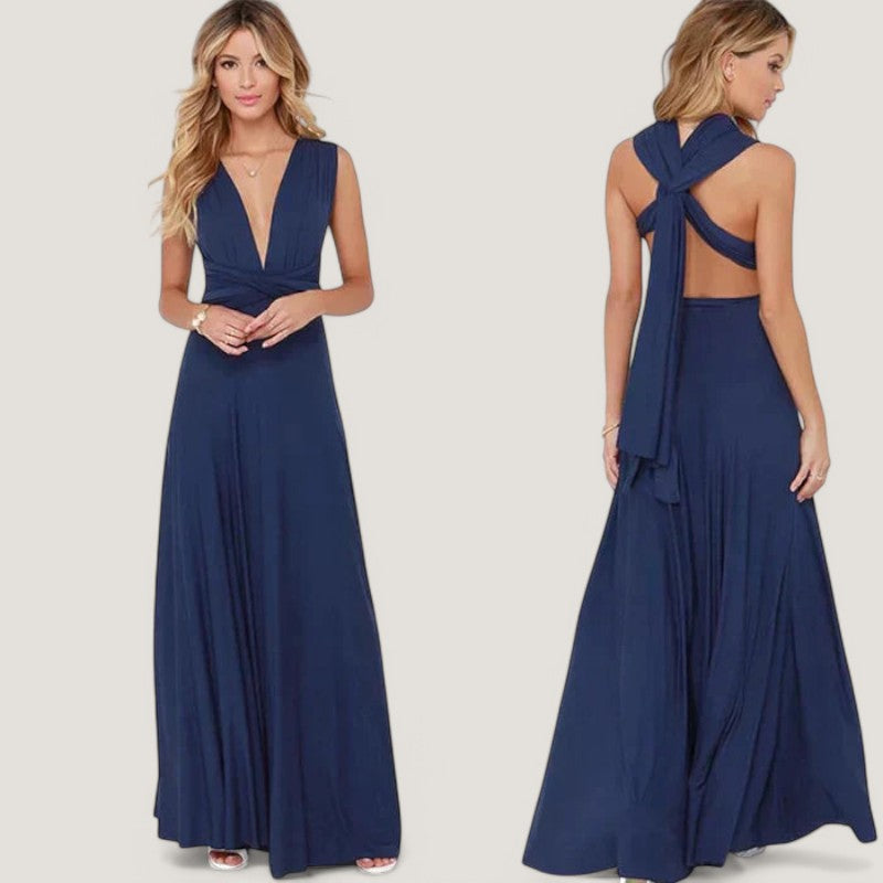 Elegant sommerkjole med plissert skjørt i polyester. Komfortabel maxikjole for dame, ideell for varmere dager.