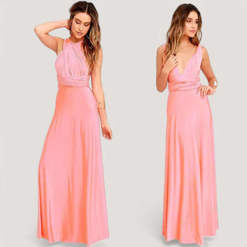Feminin plissert maxikjole i elegant design. Komfortabel og allsidig damekjole, egnet for både fest og hverdag.
