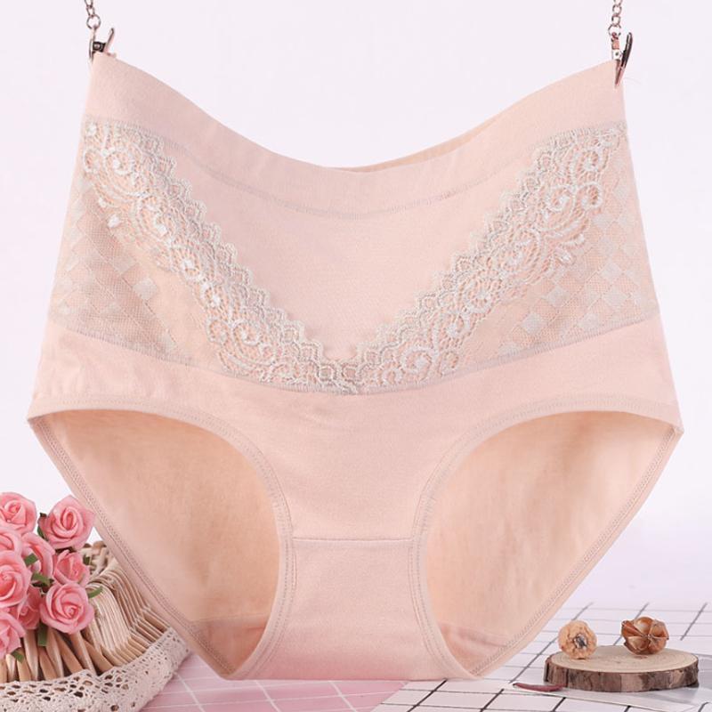 "Elegant slim-fit blondetruse i myk bomull med høy elastisk linning og stilfullt blonderdesign for kvinner."