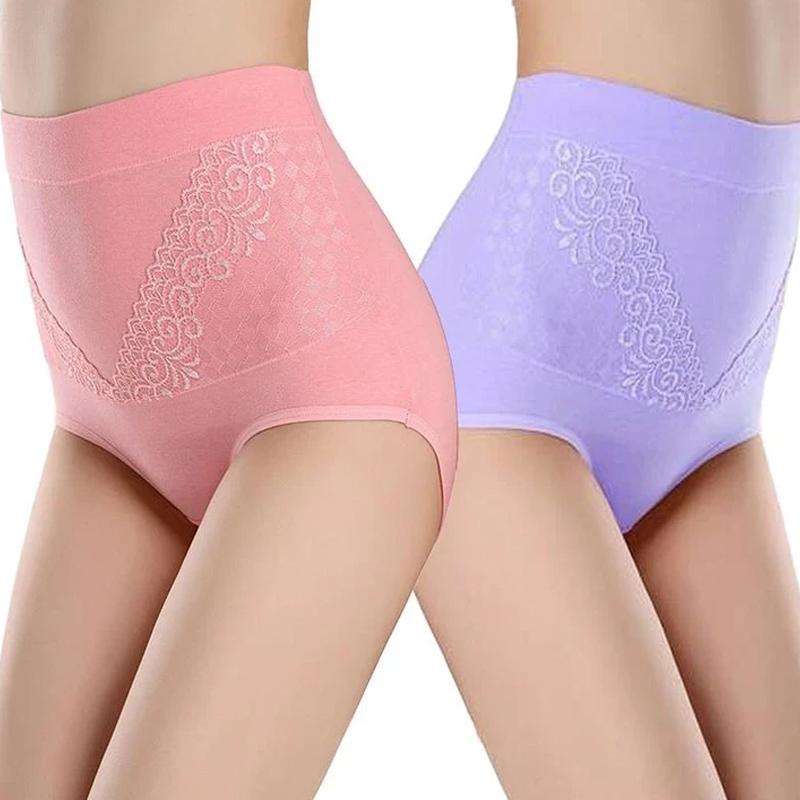"Elegant slim-fit blondetruse i myk bomull med høy elastisk linning og stilfullt blonderdesign for kvinner."