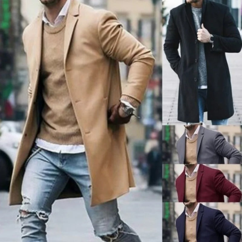 Herre yttertøy: Modell går med vindresistent slim fit høst/vinterjakke, demonstrerer komfort og bevegelsesfrihet.