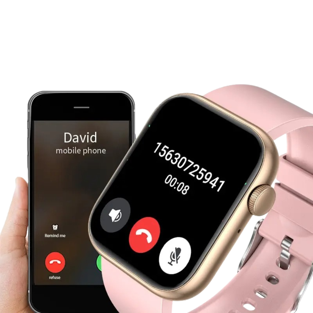 Moderne smartklokke for kvinner; et trendy wearable med fitness tracking og stilrent design.