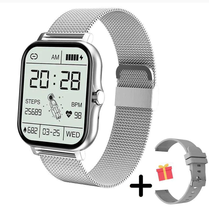Elegant smartklokke for kvinner, med rosefarget silikonreim og fullfargeskjerm, ideell for helseovervåkning og stil.