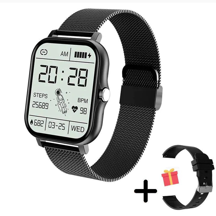 Elegant smartklokke for kvinner, med rosefarget silikonreim og fullfargeskjerm, ideell for helseovervåkning og stil.