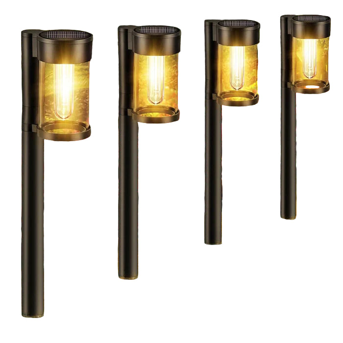Elegant solcelle hagebelysning i moderne svart design. Perfekt for stilfull og energibesparende utebelysning.