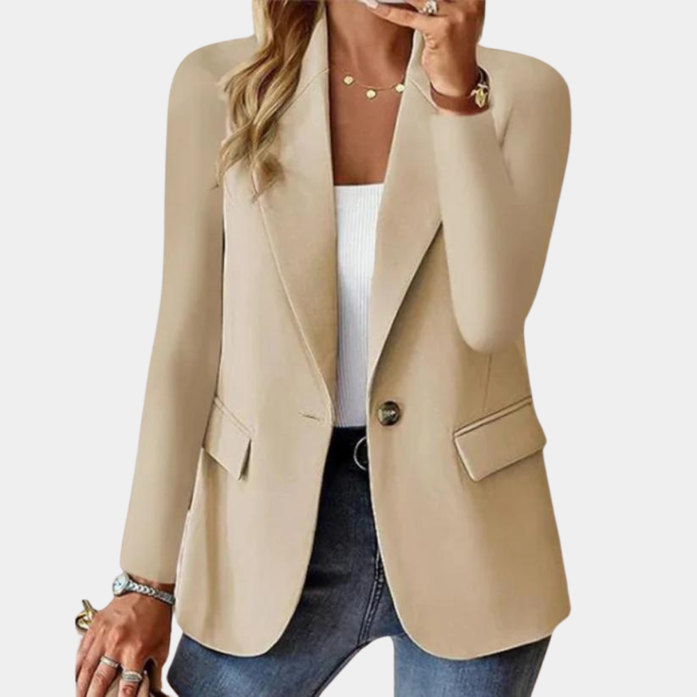 Elegant sommerblazer for kvinner i rød, aprikos eller rosa. Klassisk design, pustende stoff, perfekt for alle anledninger.