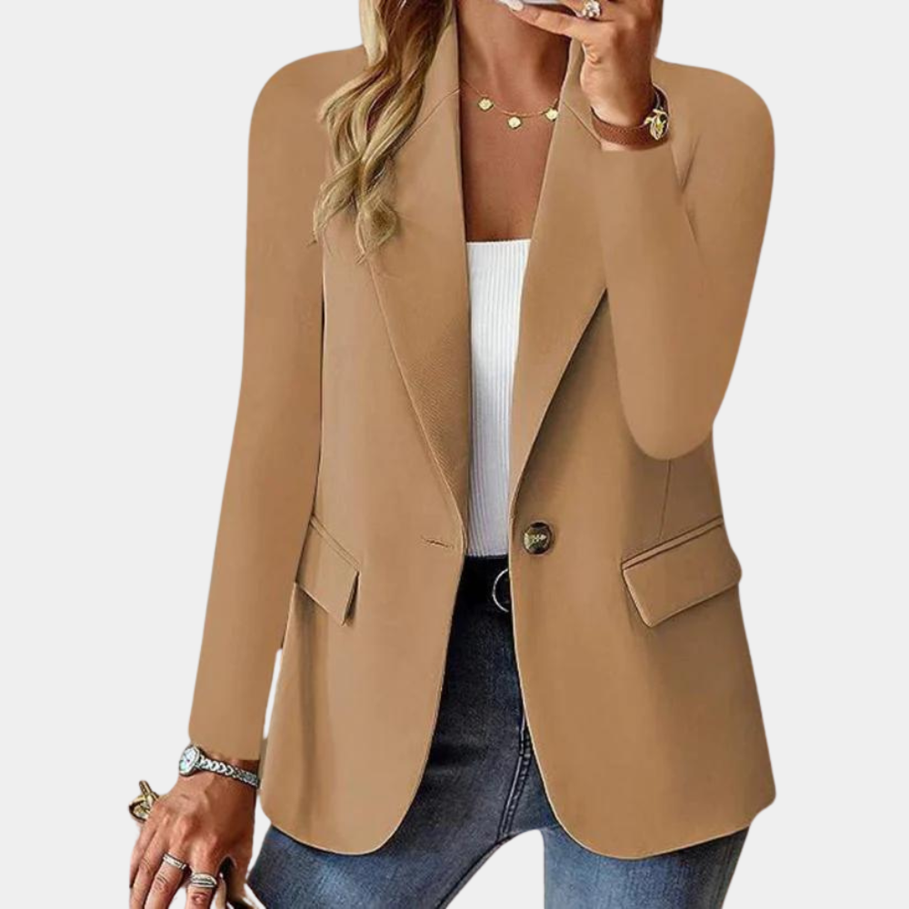 Elegant sommerblazer for kvinner i rød, aprikos eller rosa. Klassisk design, pustende stoff, perfekt for alle anledninger.