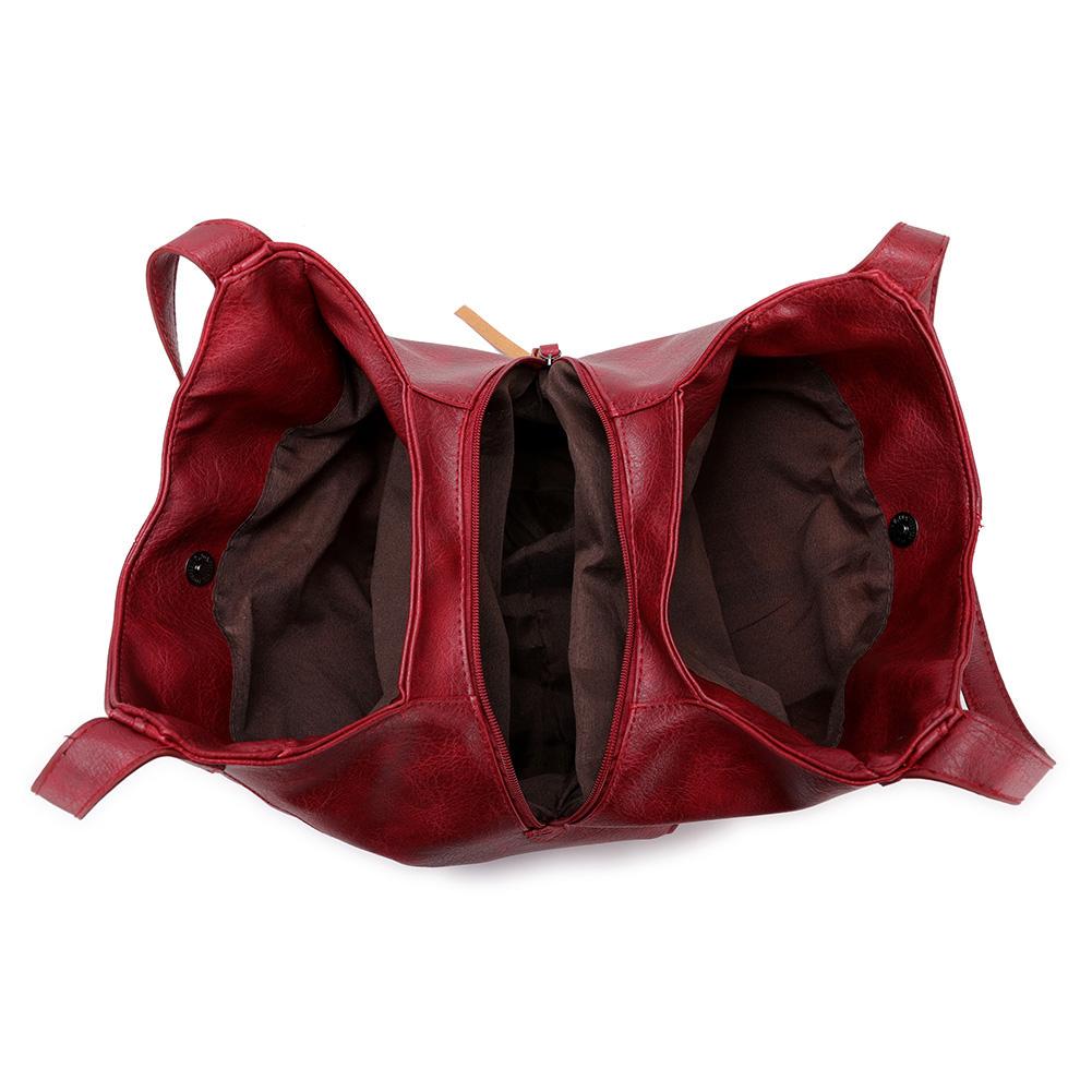Stilig kvinneveske i PU-skinn, brun, som kombinerer mote med funksjonalitet.