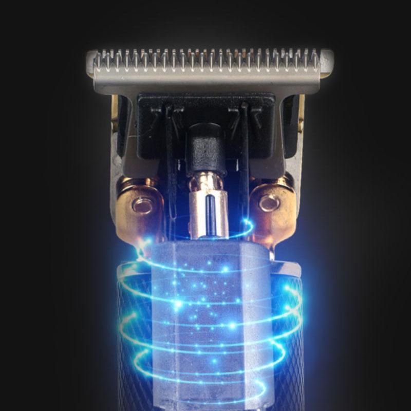 "Elegant trådløs hårtrimmer for menn, kompakt, vanntett og med støyreduksjon for presis trimming."