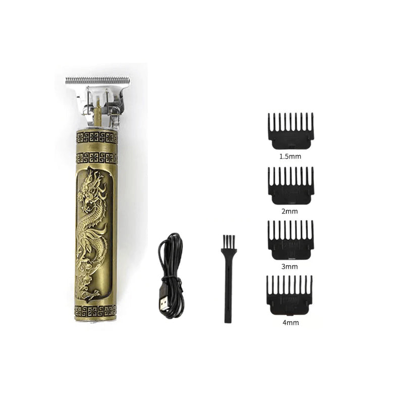 "Elegant trådløs hårtrimmer for menn, kompakt, vanntett og med støyreduksjon for presis trimming."
